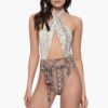 Cupshe Women's Snake Print Piece Halter Belted